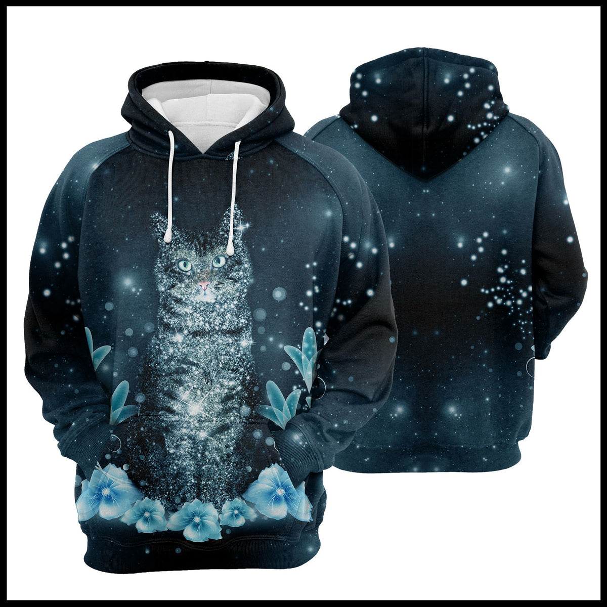 Cat Flower Bling T224 - All Over Print Unisex Hoodie