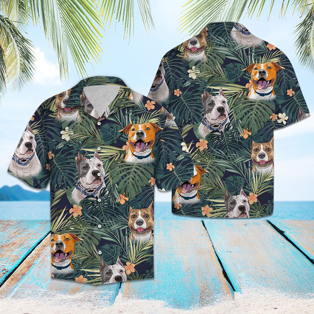 American Staffordshire Terrier Tropical Plants G5706 - Hawaii Shirt