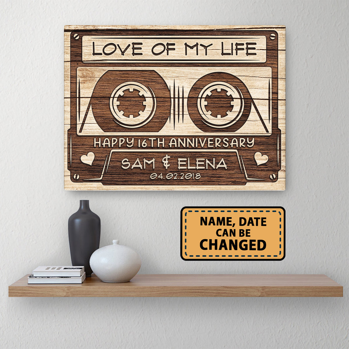 Happy 16th Anniversary Audio Cassette Anniversary Canvas