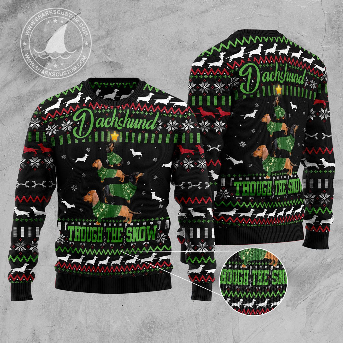 Dachshund Through Snow Christmas T239 Ugly Christmas Sweater