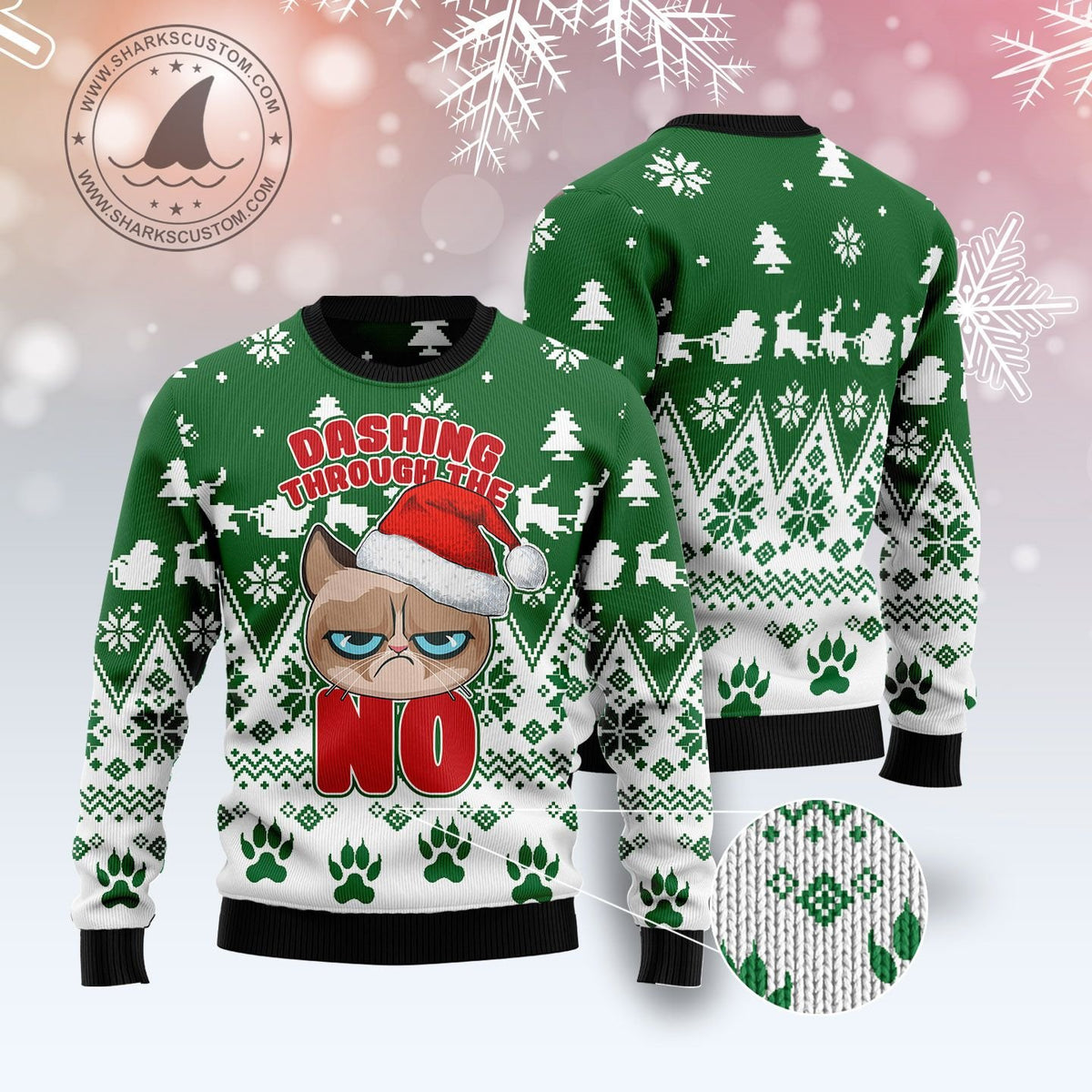 Grumpy Cat Dashing Through G5101 Ugly Christmas Sweater