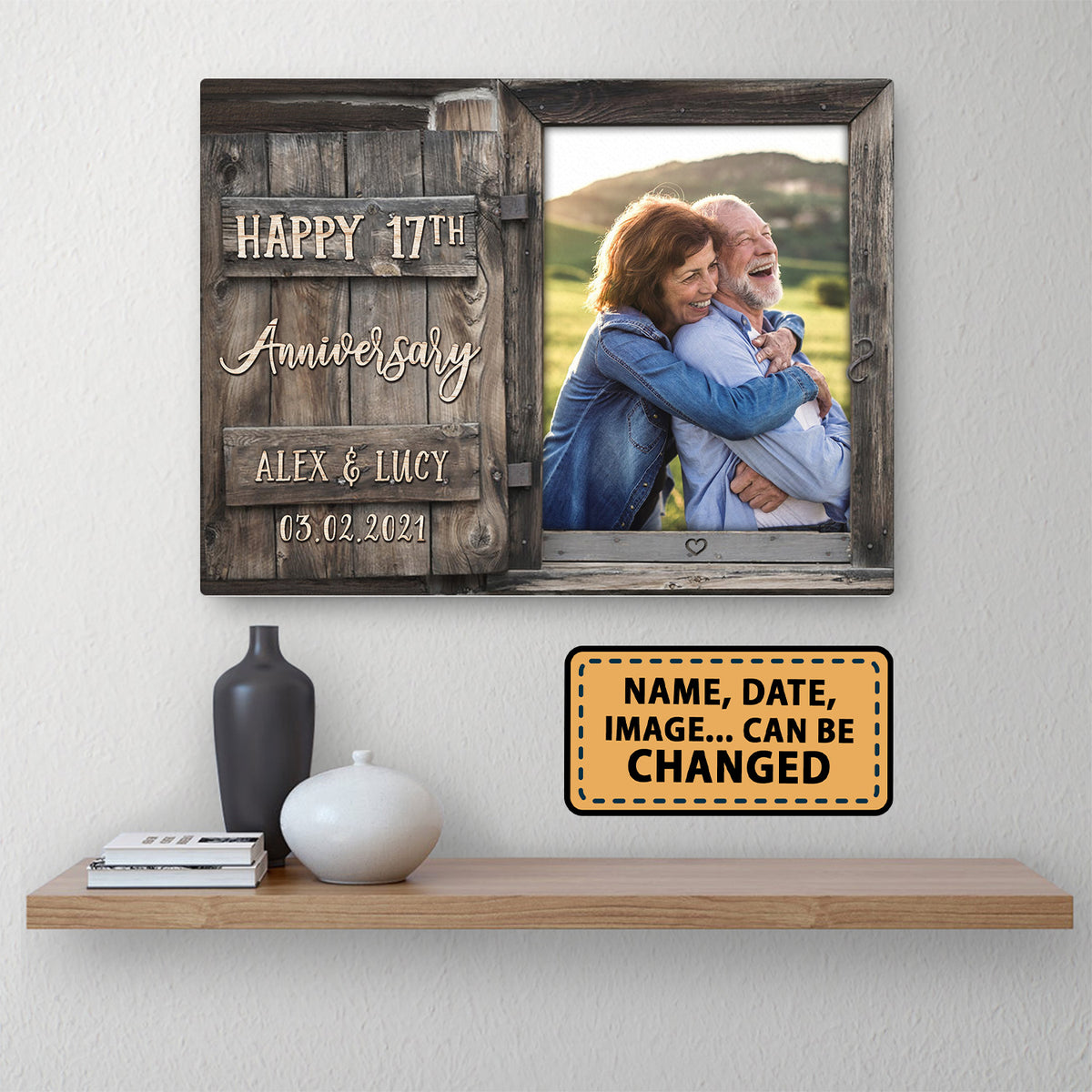 Our 17th Anniversary Window Custom Image Anniversary Canvas