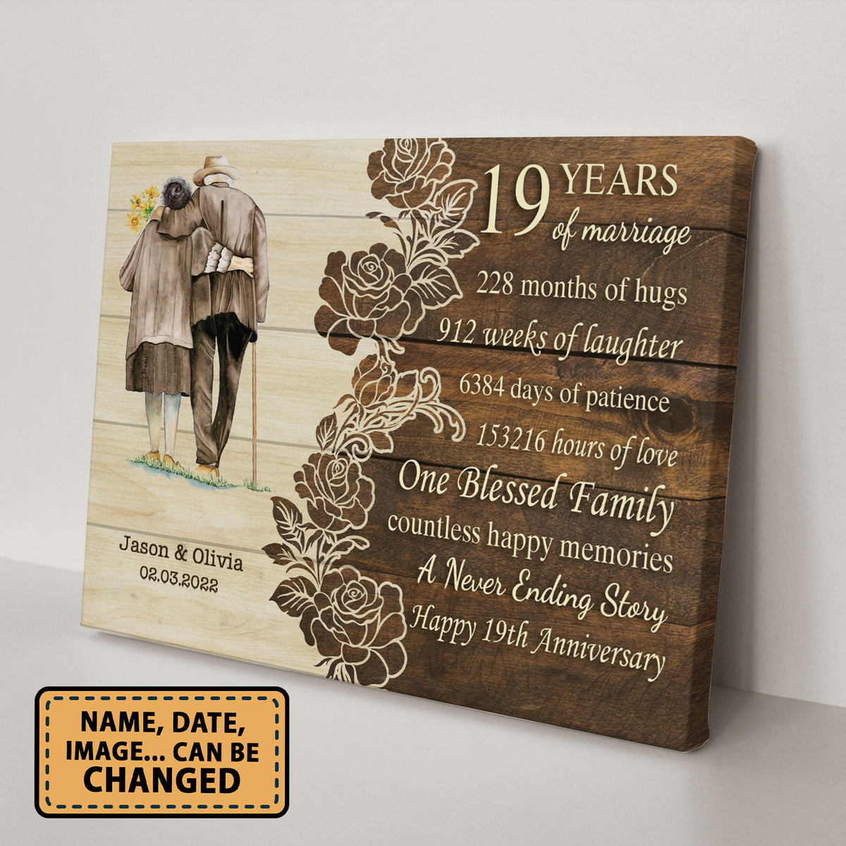 Happy 19th Anniversary 19 Years Of Marriage Personalizedwitch Canvas