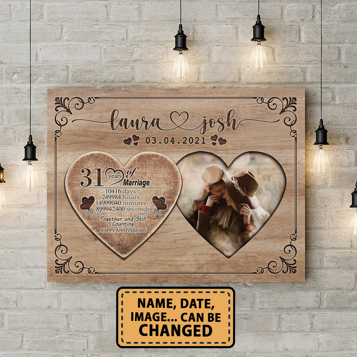 Happy 31st Anniversary First Year Of Marriage Anniversary Canvas