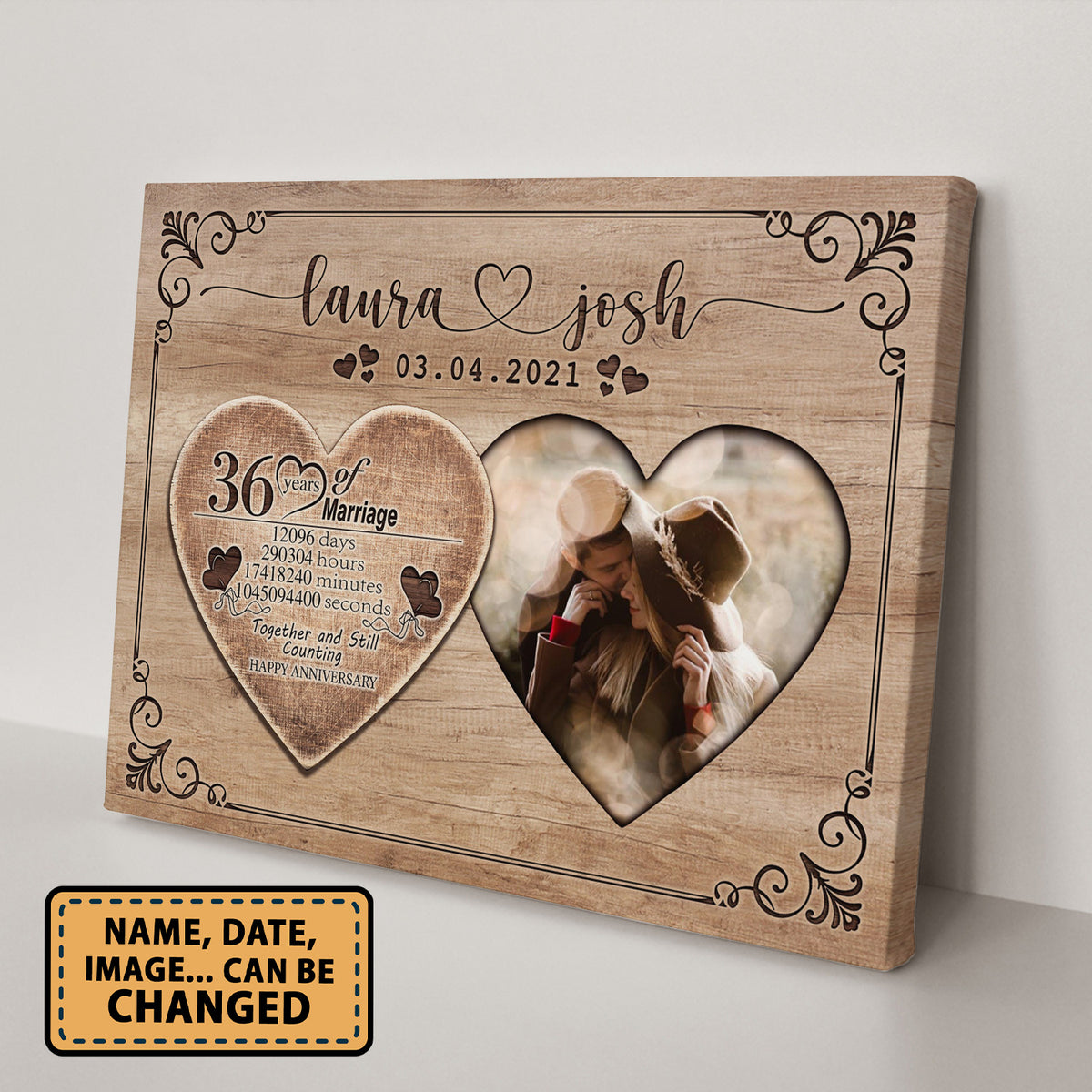 Happy 36th Anniversary First Year Of Marriage Anniversary Canvas