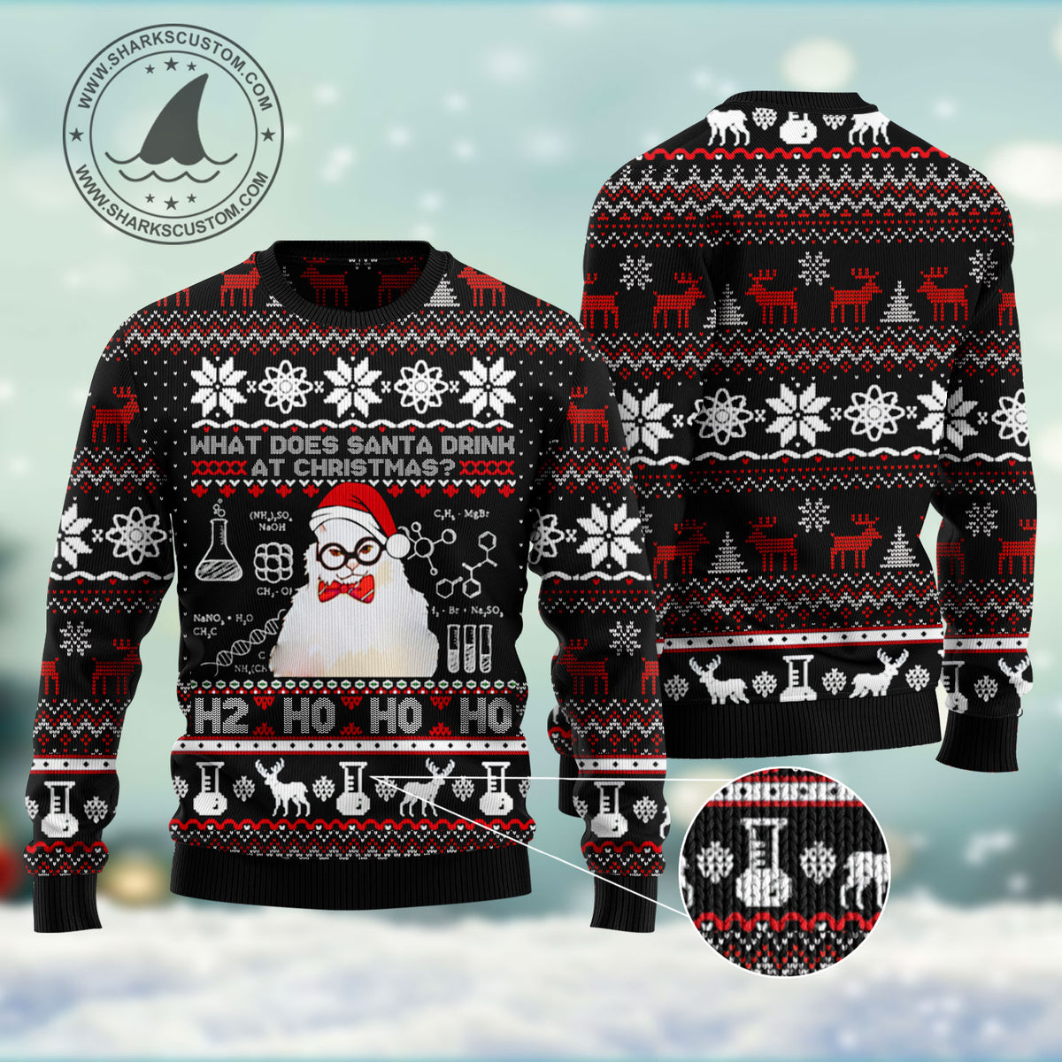 What Does Santa Drink At Christmas HT102603 Ugly Christmas Sweater