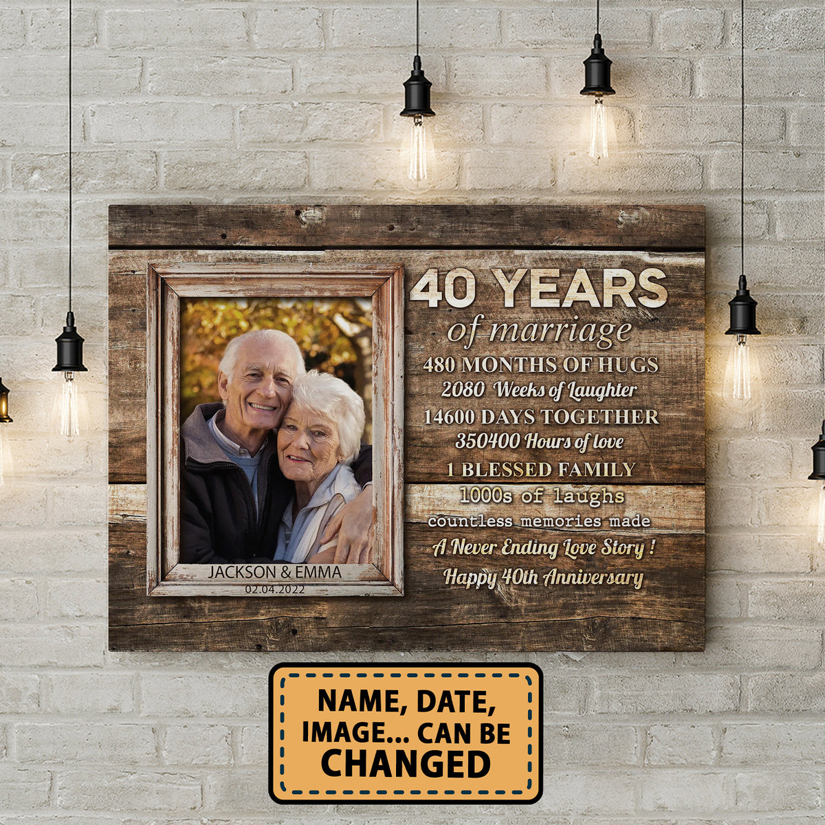 40 Years Of Marriage Custom Image Anniversary Canvas Valentine Gifts