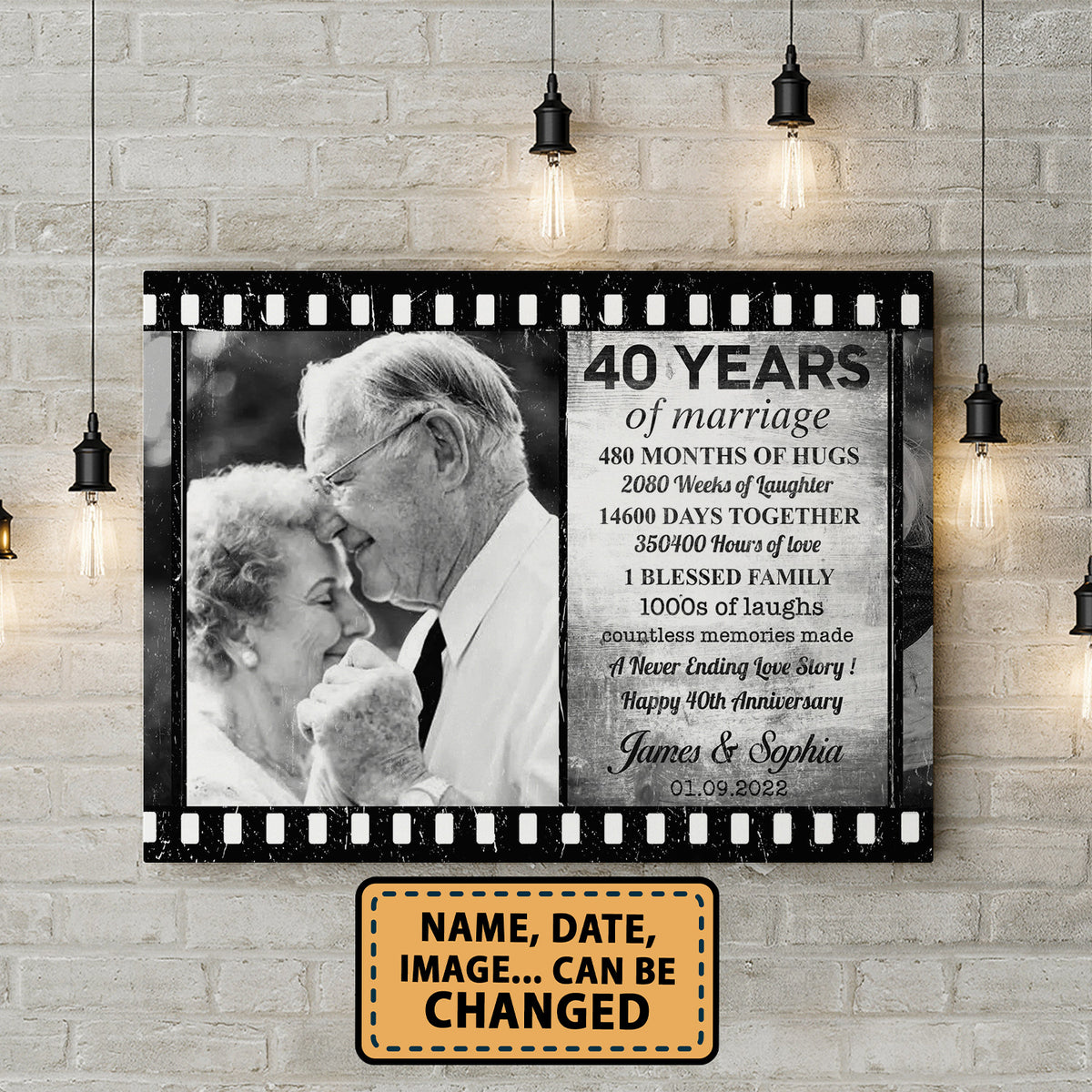 40 Years Of Marriage Film Custom Image Anniversary Canvas Valentine Gifts
