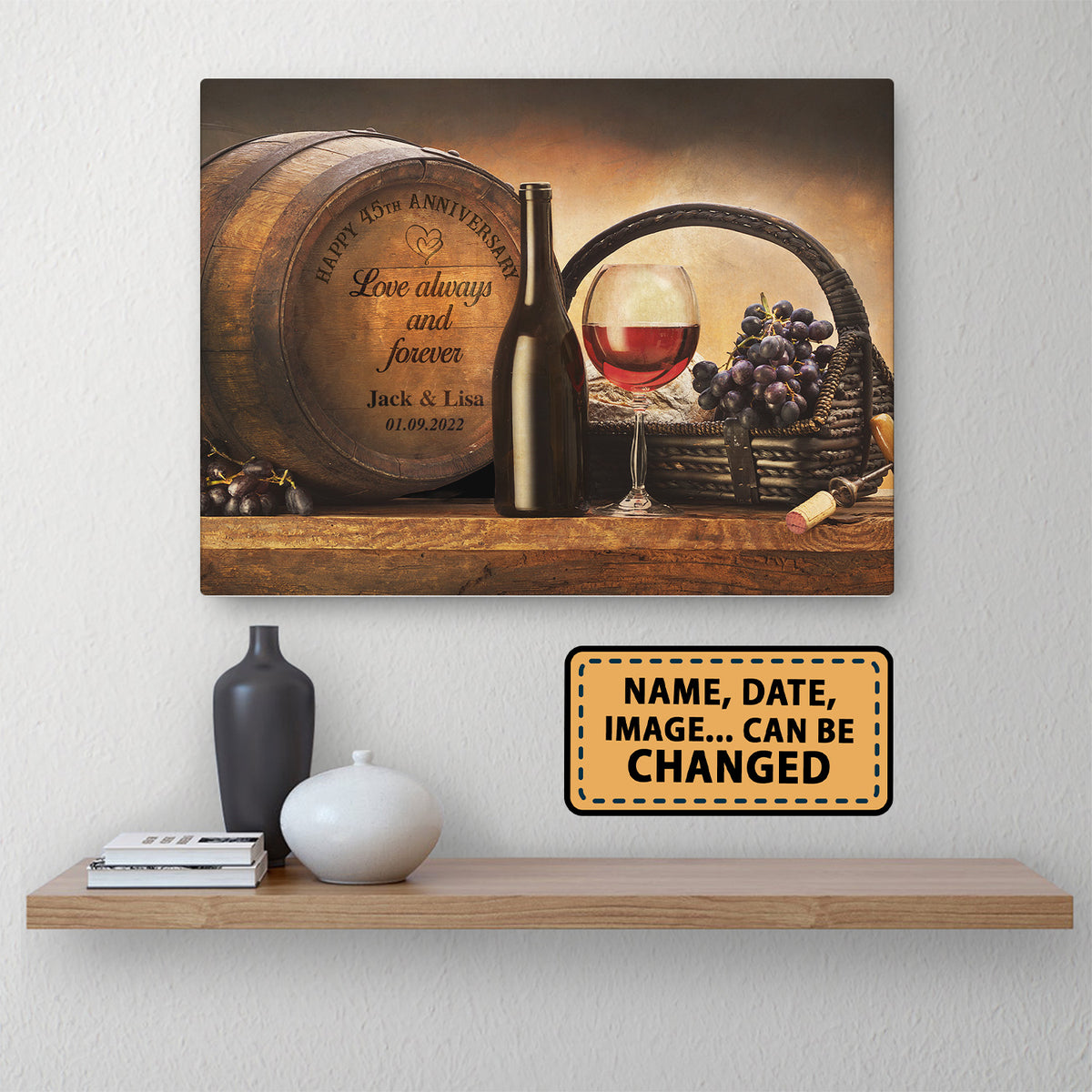 Happy 45th Anniversary Barrel Anniversary Canvas