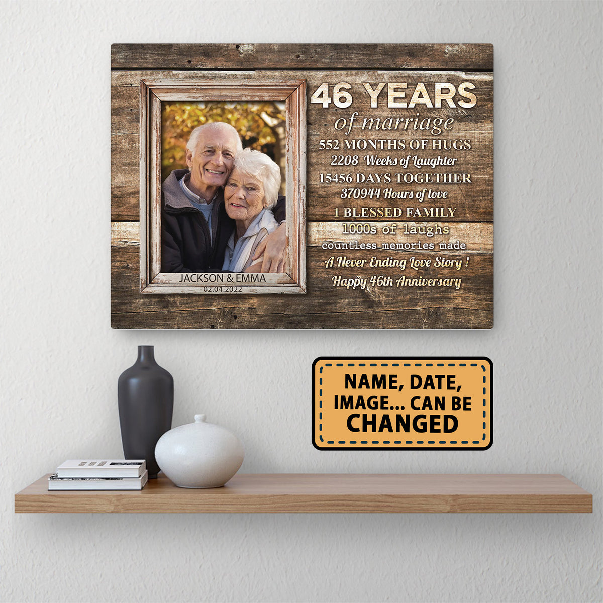 46 Years Of Marriage Custom Image Anniversary Canvas