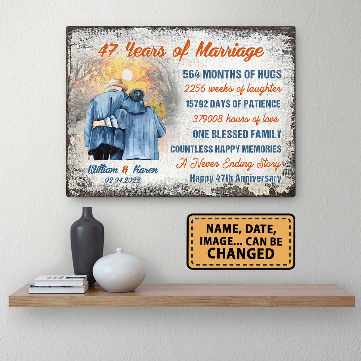 47 Years Of Marriage Happy 47th Anniversary Personalizedwitch Canvas