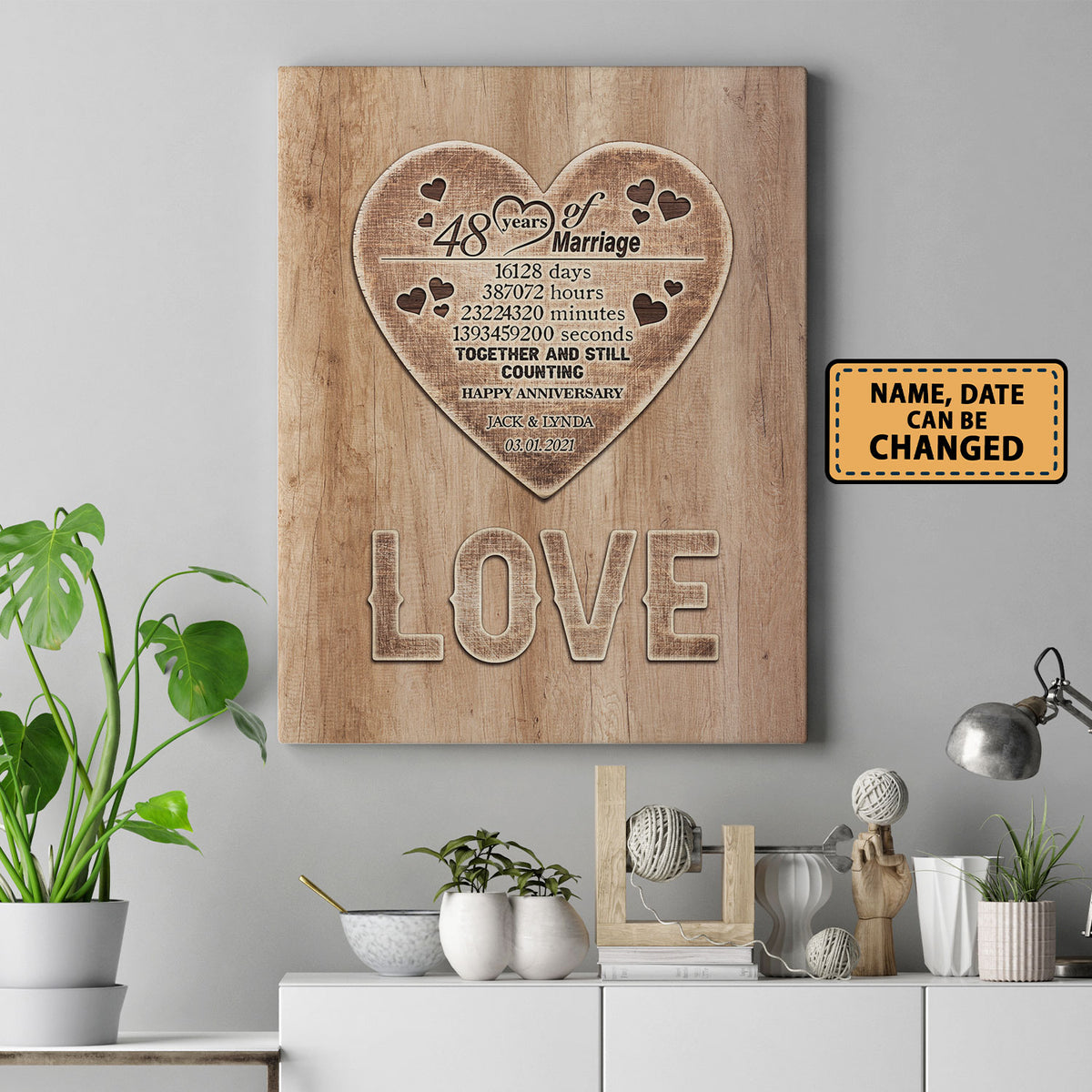 48 Years Wedding Anniversary Love Anniversary Personalized Canvas