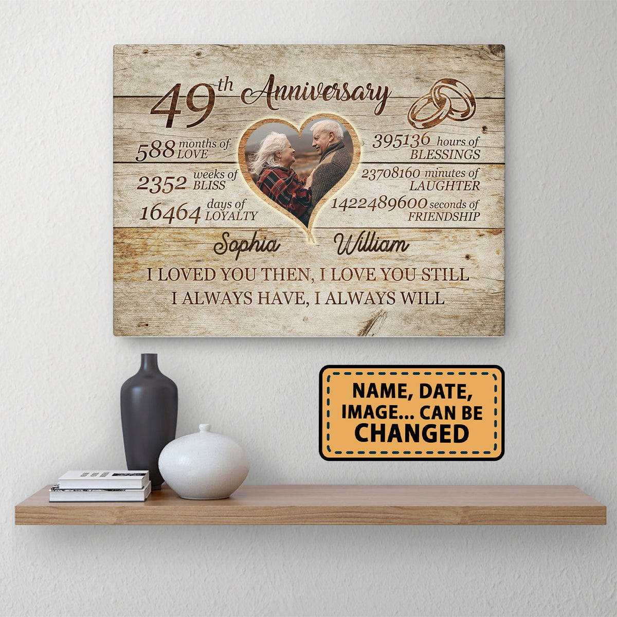 49th Anniversary Always Love Custom Image Anniversary Canvas