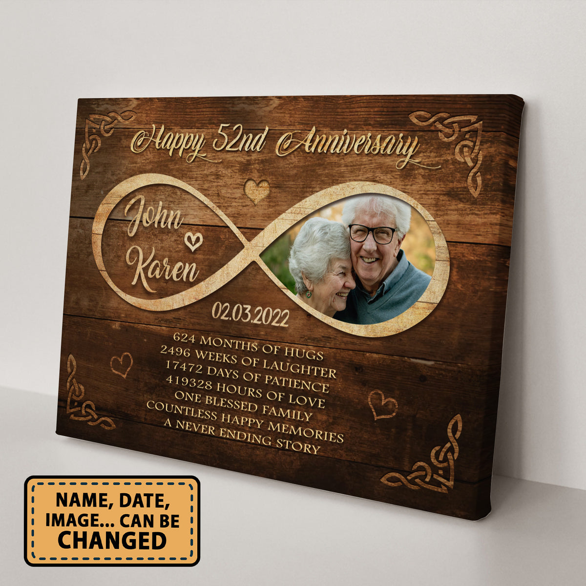 Happy 52nd Anniversary Old Television Anniversary Canvas Valentine Gifts