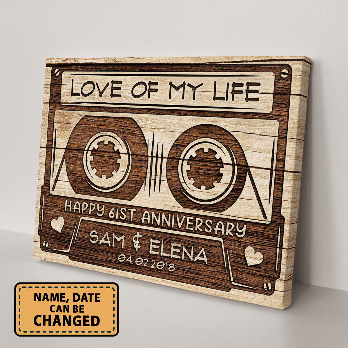 Happy 61st Anniversary Audio Cassette Anniversary Canvas