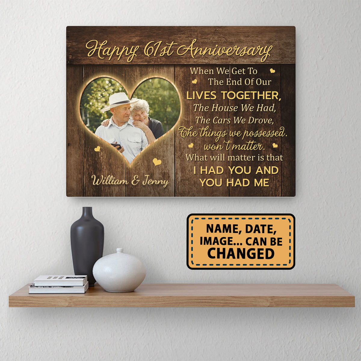 Happy 61st Anniversary When We Get To The End Anniversary Canvas