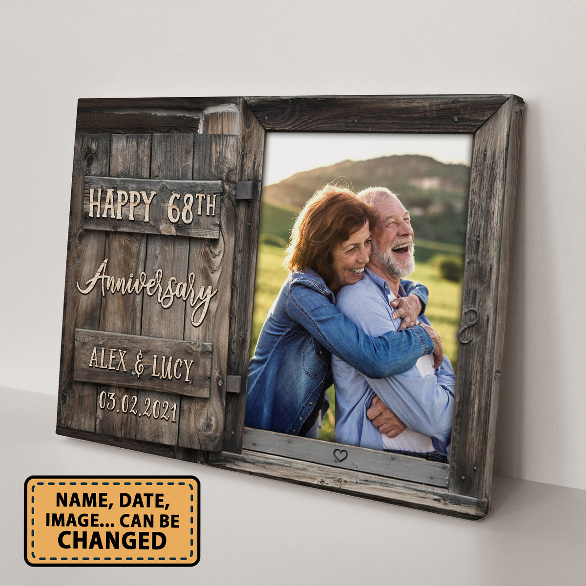 Our 68th Anniversary Window Custom Image Anniversary Canvas