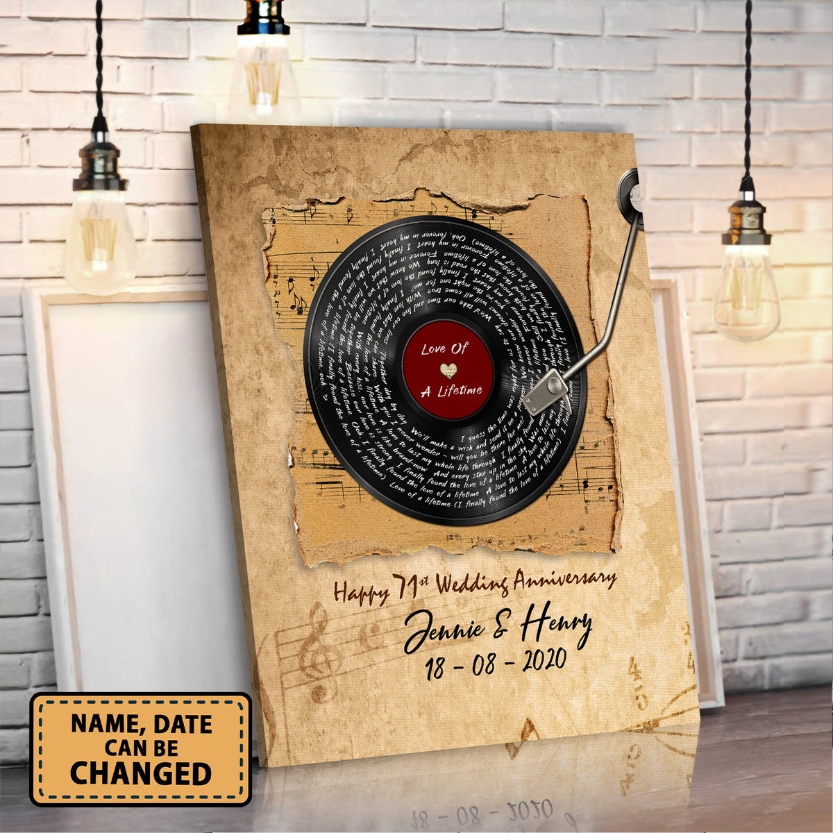 Love Of A Lifetime 71st Anniversary - Music Lyrics Song Canvas