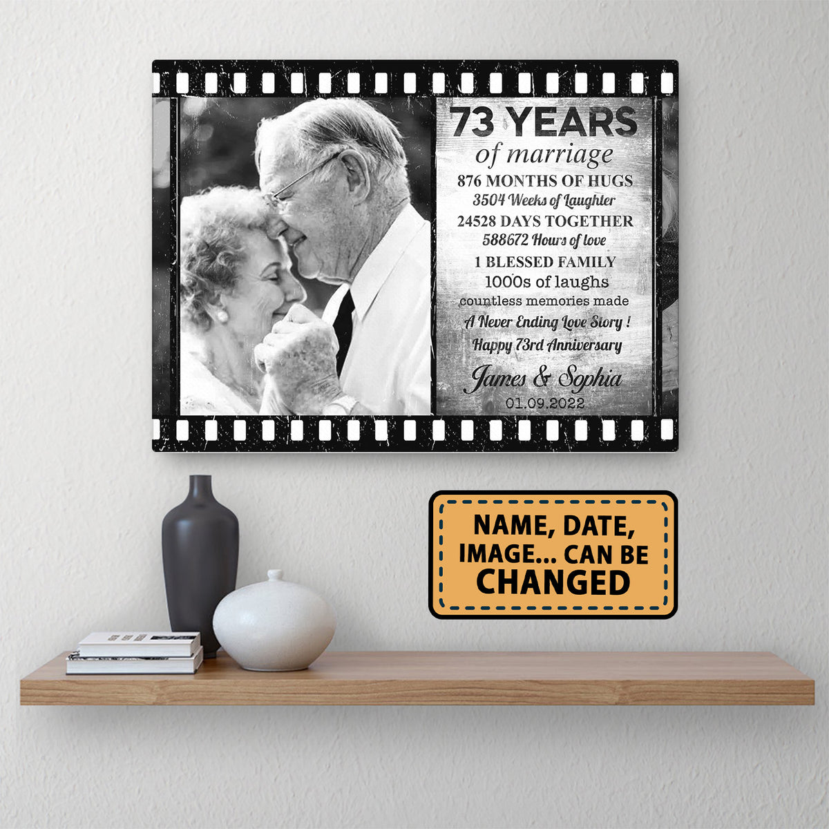 73 Years Of Marriage Film Custom Image Anniversary Canvas