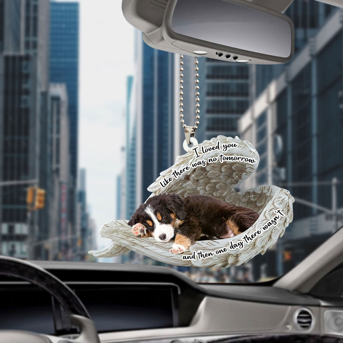 Bernese Mountain Dog Sleeping Angel Personalizedwitch Flat Car Ornament