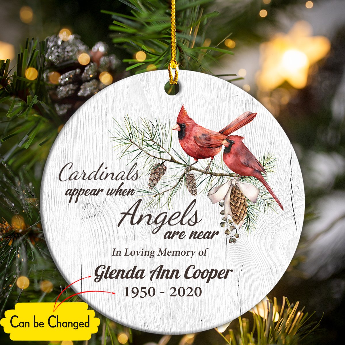 Custom Name And Period Cardinals Appear When Angels Are Near Memorial Personalizedwitch Personalized Christmas Ornament