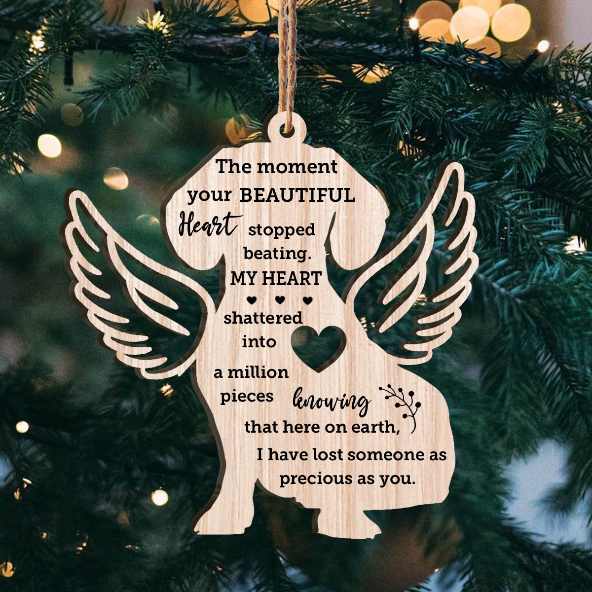 Dachshund Dog Shape Personalizedwitch Christmas Printed Wood Memorial Ornament