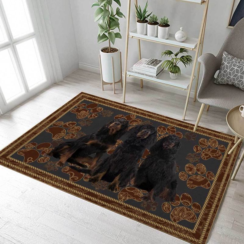 Gordon Setter Flower Paw Rectangle Rug
