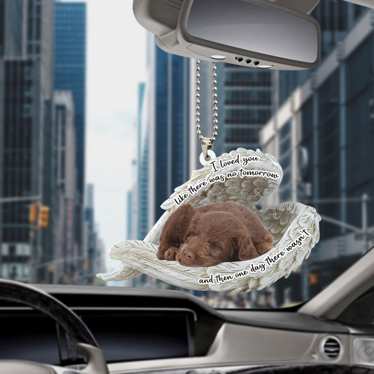 Labradoodle Sleeping Angel Personalizedwitch Flat Car Ornament