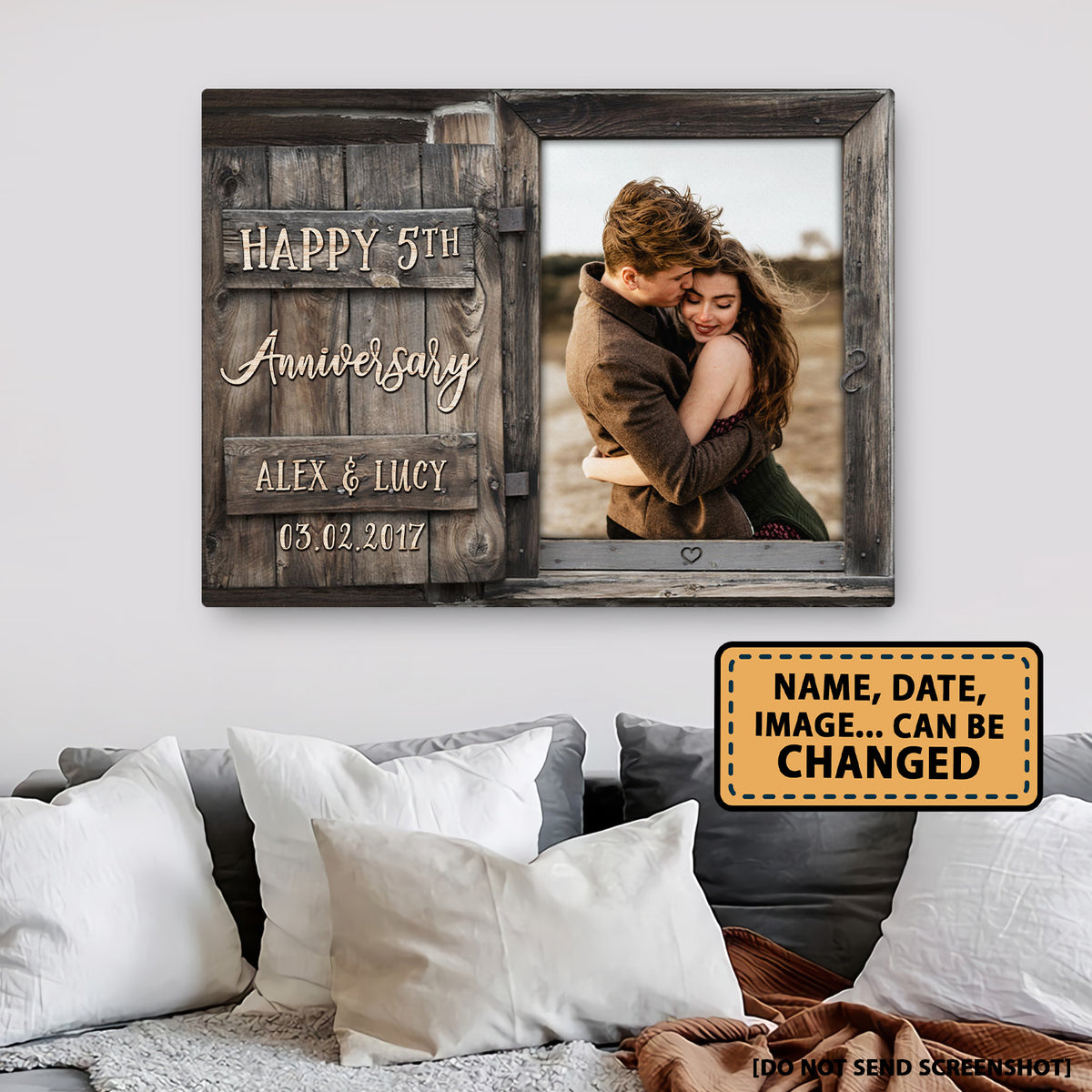 Happy 5th Anniversary Window Custom Image Anniversary Canvas