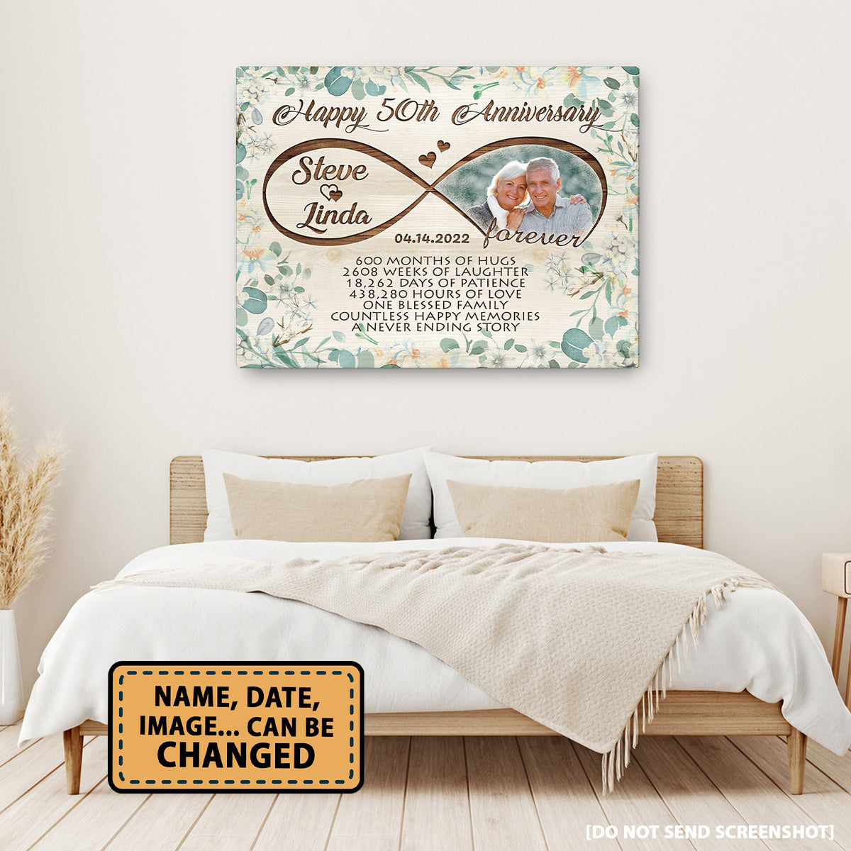 Happy 50th Anniversary Infinity Flower Anniversary Canvas