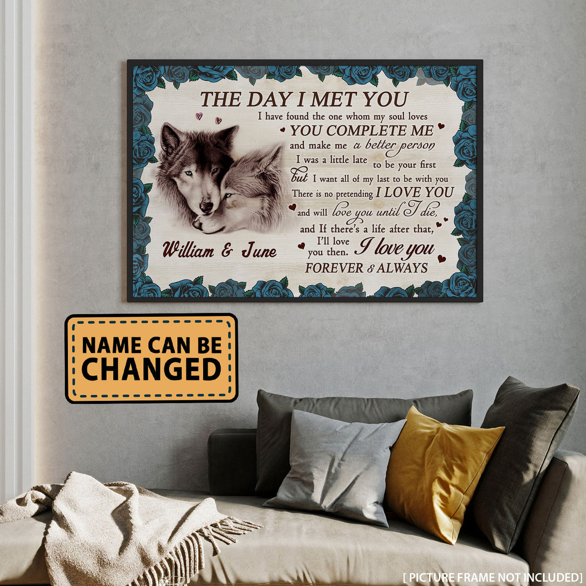 The Day I Met You Wolf Couple Anniversary Personalized Poster