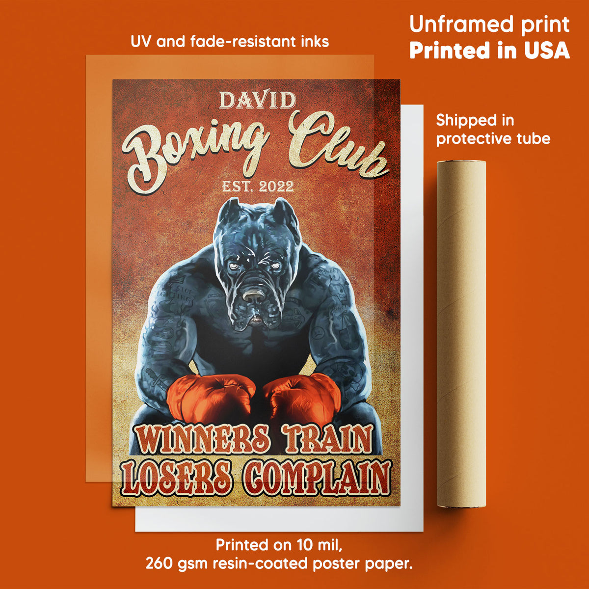 Boxing Club Winners Train Losers Complain Personalized Poster