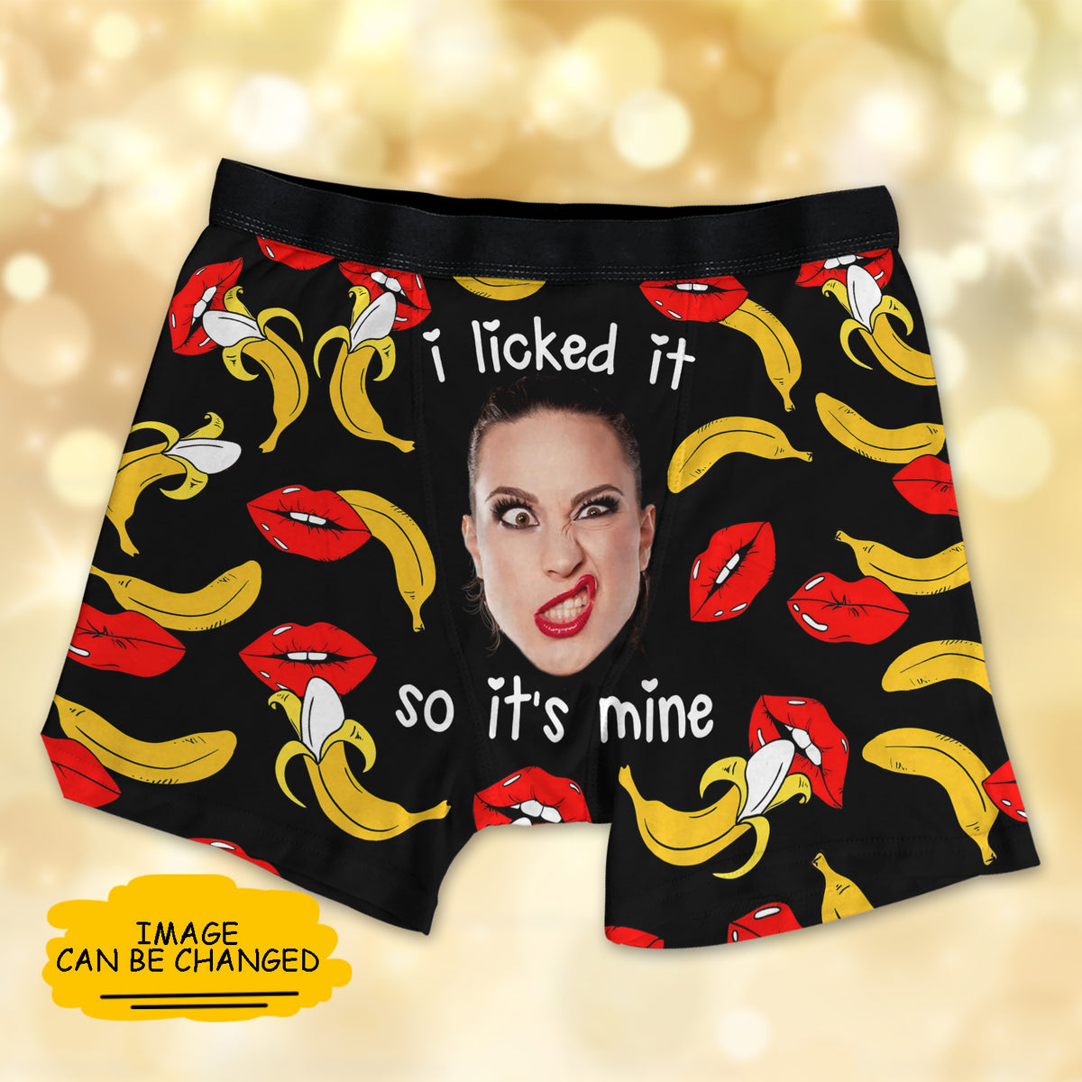 Custom Image I Licked It So It's Mine Banana Over Print Men's Boxer Brief
