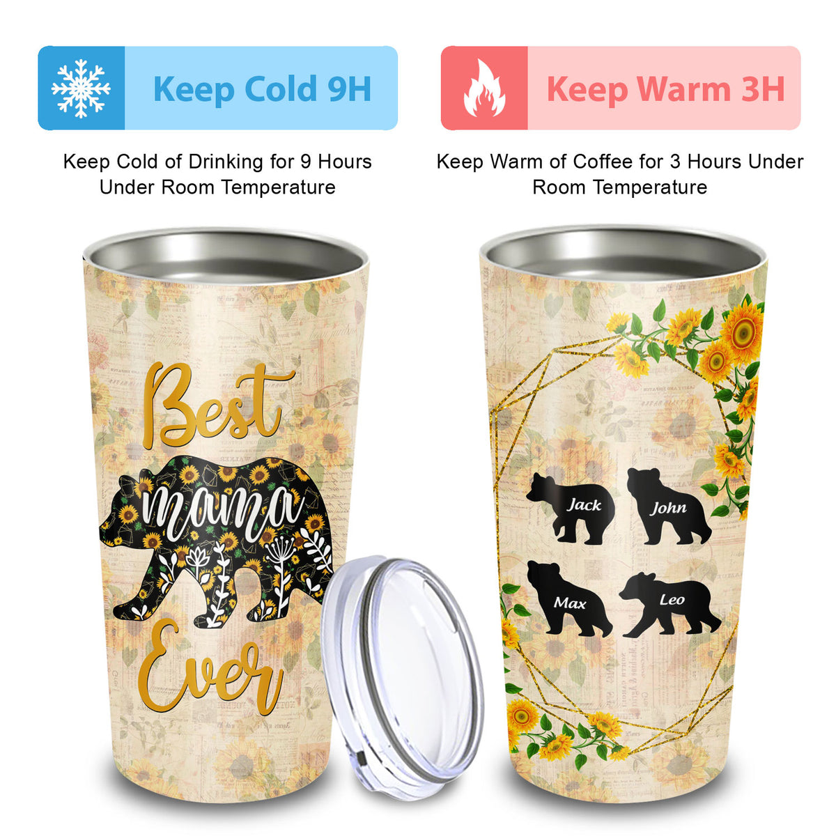 Vintage Mama Bear Custom Name 20Oz Tumbler