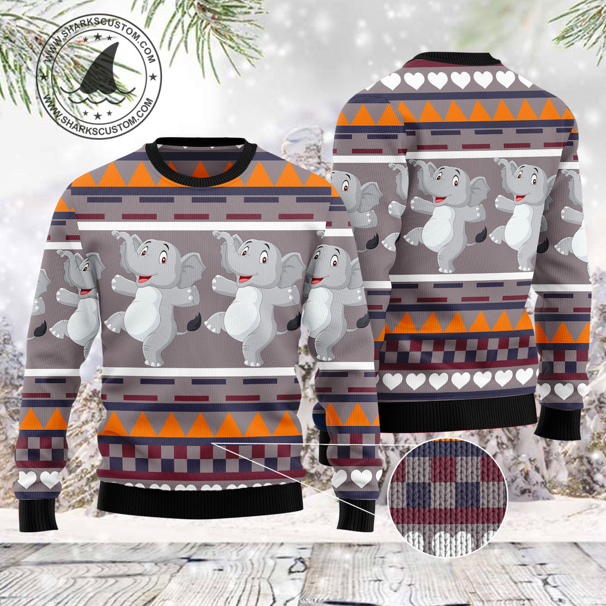 Elephant Dancing T3011 unisex womens & mens, couples matching, friends, funny family ugly christmas holiday sweater gifts (plus size available)