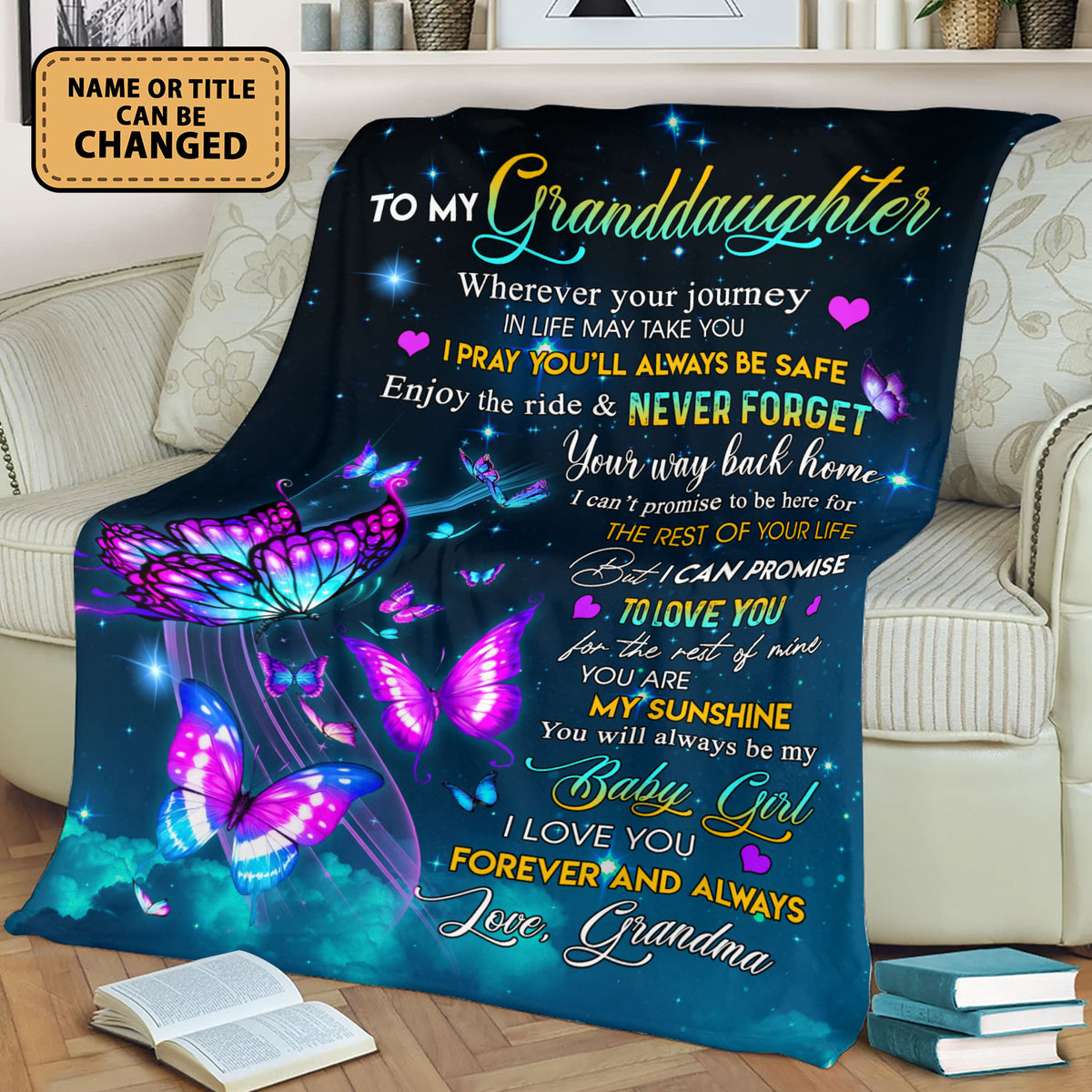 To My Granddaughter Wherever Your Journey In Life Fleece Blanket