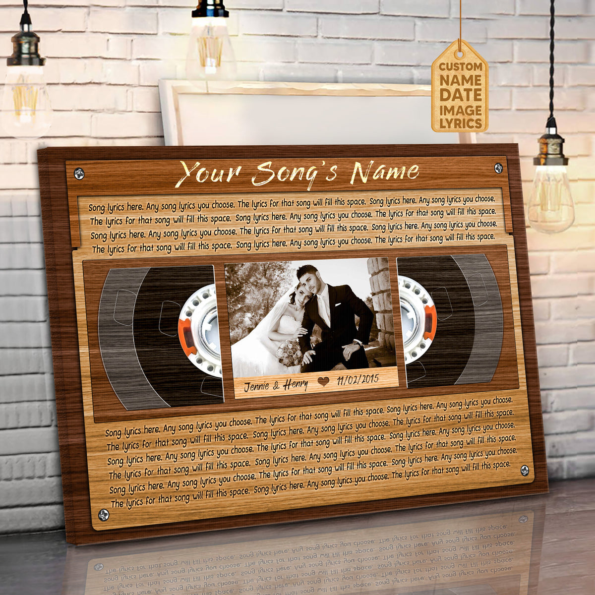 Song Lyrics Customized Photo Music Cassettes Wood Vintage Poster