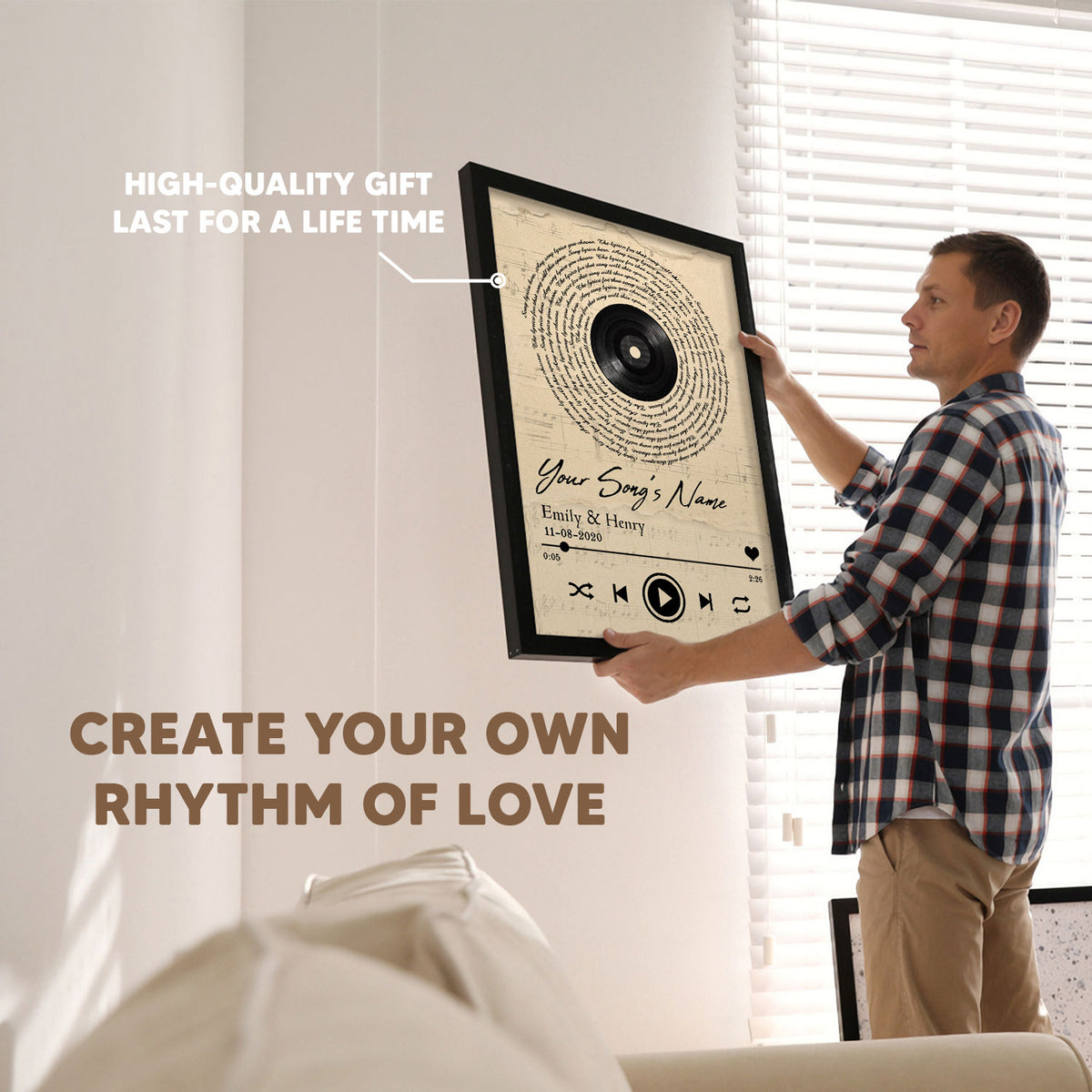 Personalized Song Lyrics Record Anniversary Custom Name Vertical Poster