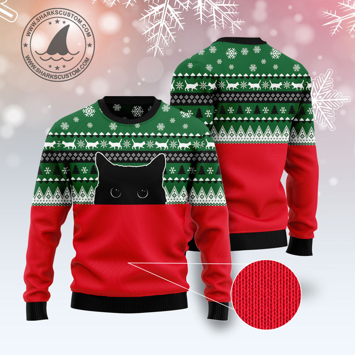 Meow Meow Black Cat G51124 Ugly Christmas Sweater unisex womens & mens, couples matching, friends, cat lover, funny family sweater gifts (plus size available)