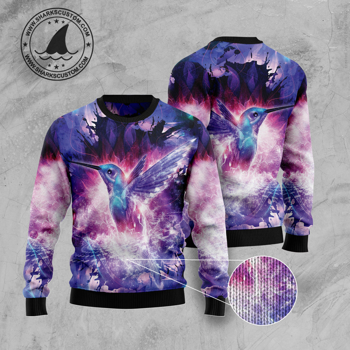 Purple Hummingbird G5115 Ugly Christmas Sweater