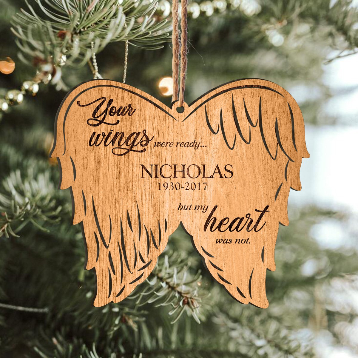 Your Wings Were Ready But My Heart Was Not Personalizedwitch Personalized Layered Wood Memorial Ornament