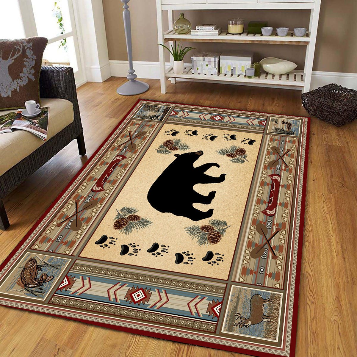 Bear Native American Rectangle Rug