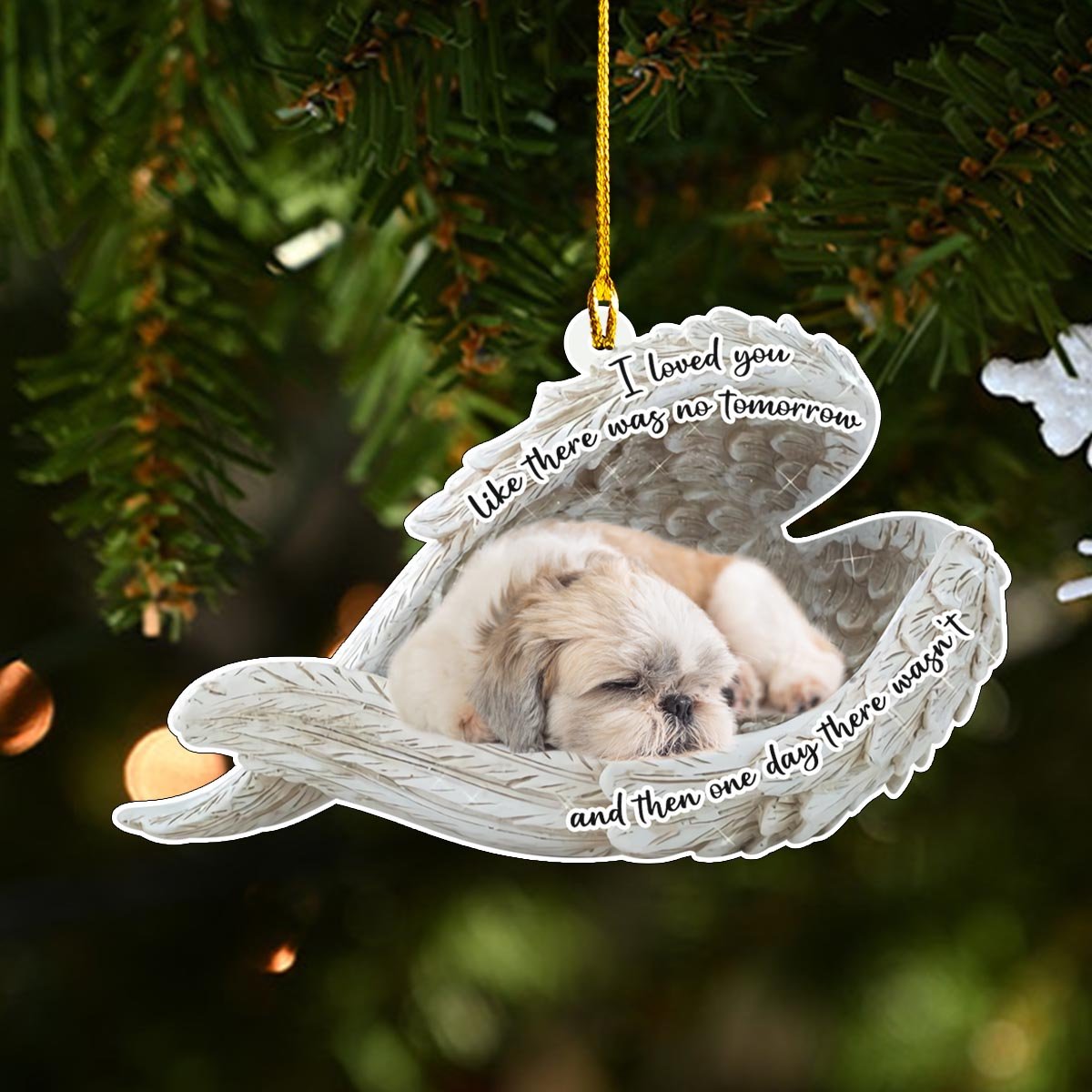 Shih Tzu Sleeping Angel Wings Personalizedwitch Memorial Ornament
