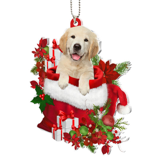 Golden Retriever Tree Socks Acrylic Ornament