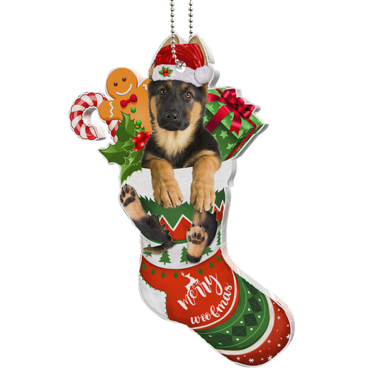 German Shepherd Dog Tree Socks Acrylic Ornament