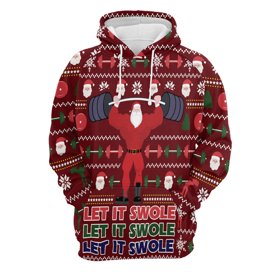 Santa Let It Swole All Over Print Unisex Hoodie