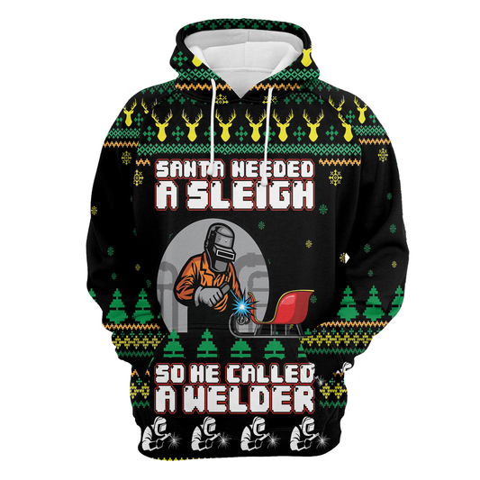 Santa Sleigh Welder All Over Print Unisex Hoodie