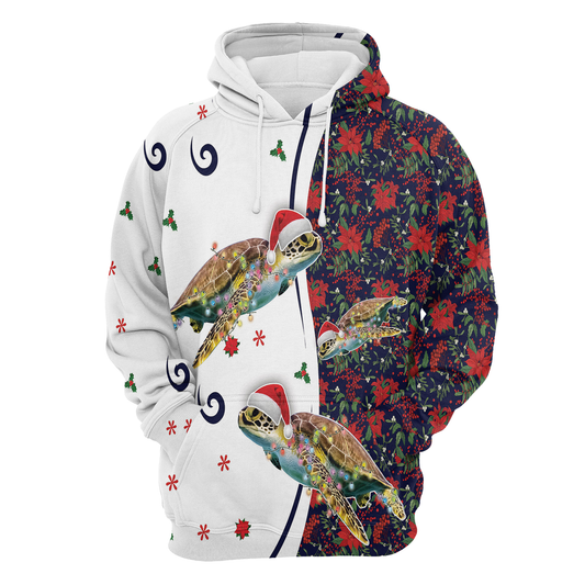Turtle Santa Hat All Over Print Unisex Hoodie