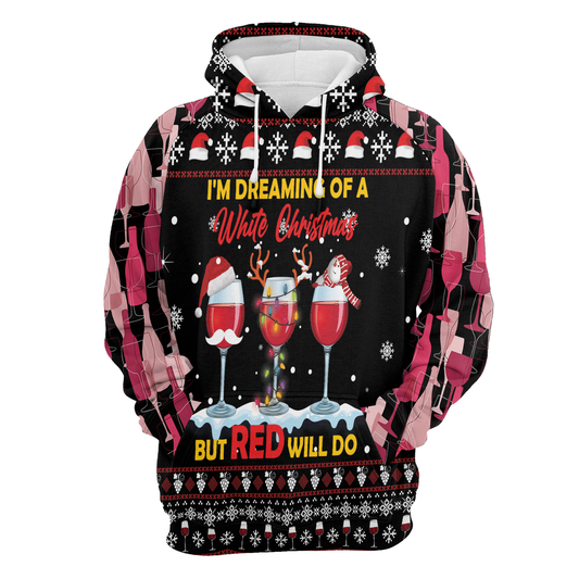 Wine Red Christmas All Over Print Unisex Hoodie
