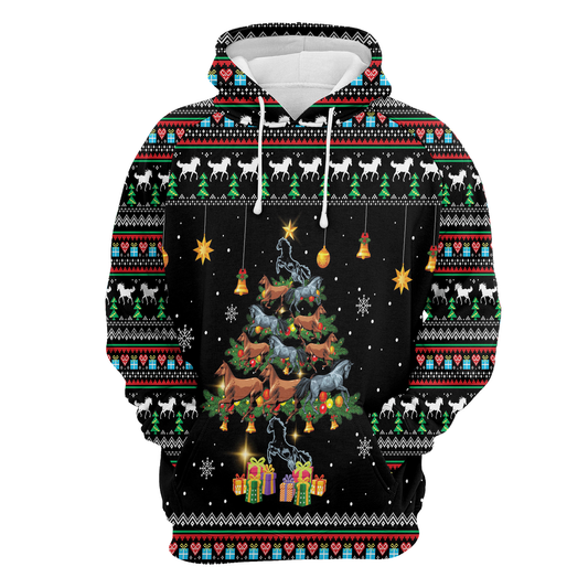 Horse Christmas Tree All Over Print Unisex Hoodie